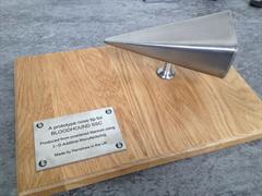 BLOODHOUND prototype nose cone presented to David Willetts (image courtesy BLOODHOUND SSC)